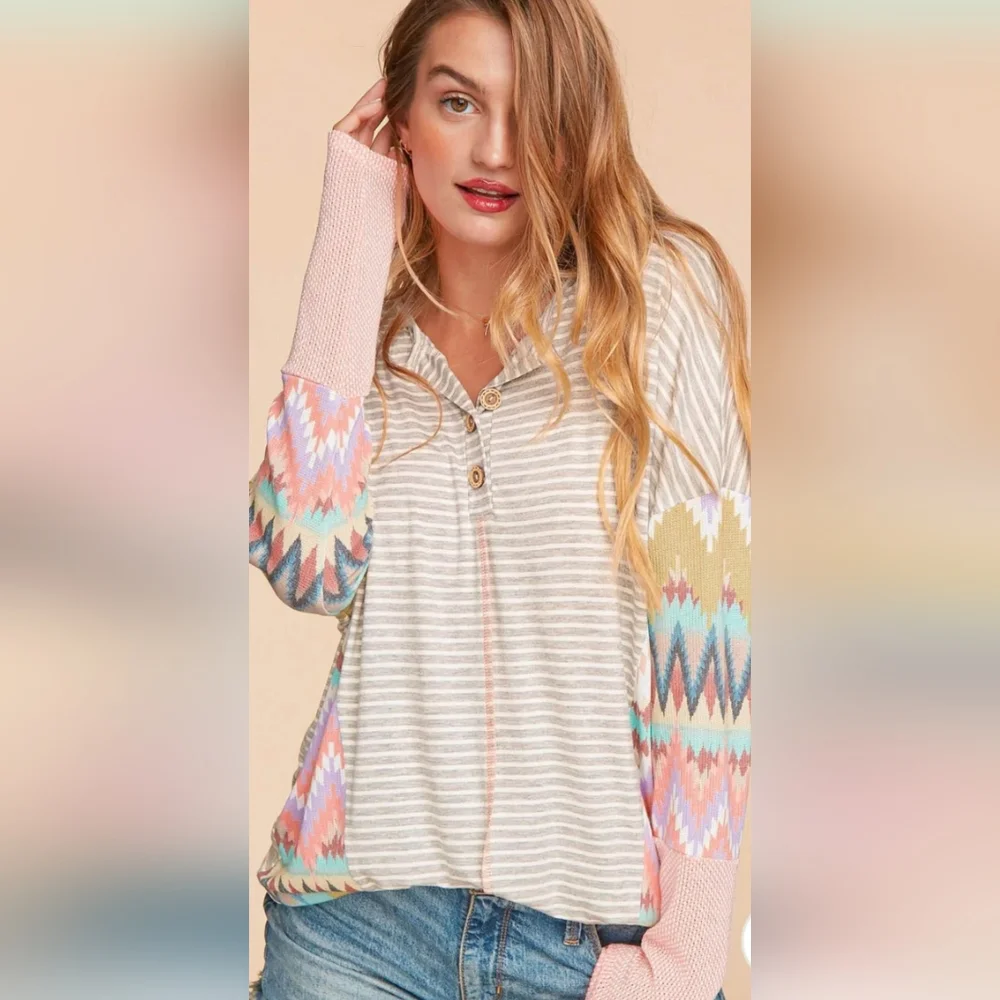 Plus Women's Thermal Button Top - Picture 2 of 4